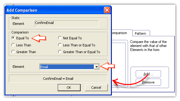 Add the comparison validation