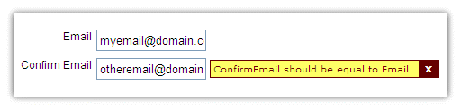 Testing the Confirm email validation