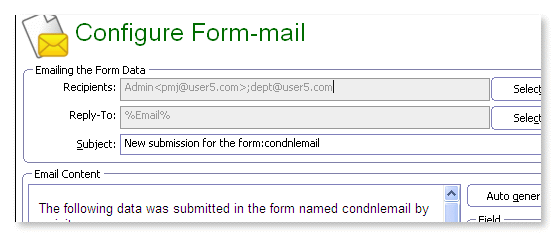 place-holder email address in the recipient list